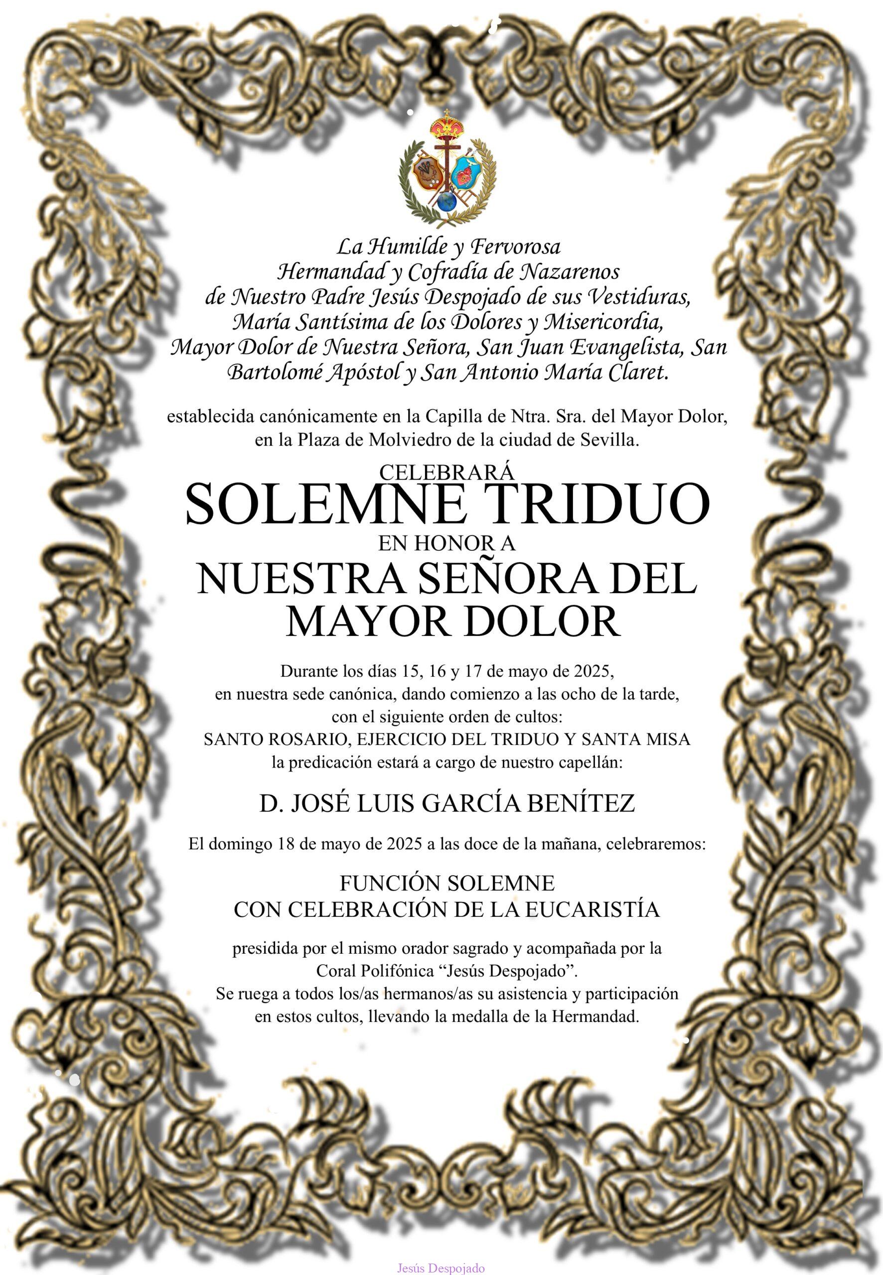 En este momento estás viendo CULTOS A NUESTRA SEÑORA DEL MAYOR DOLOR 2025